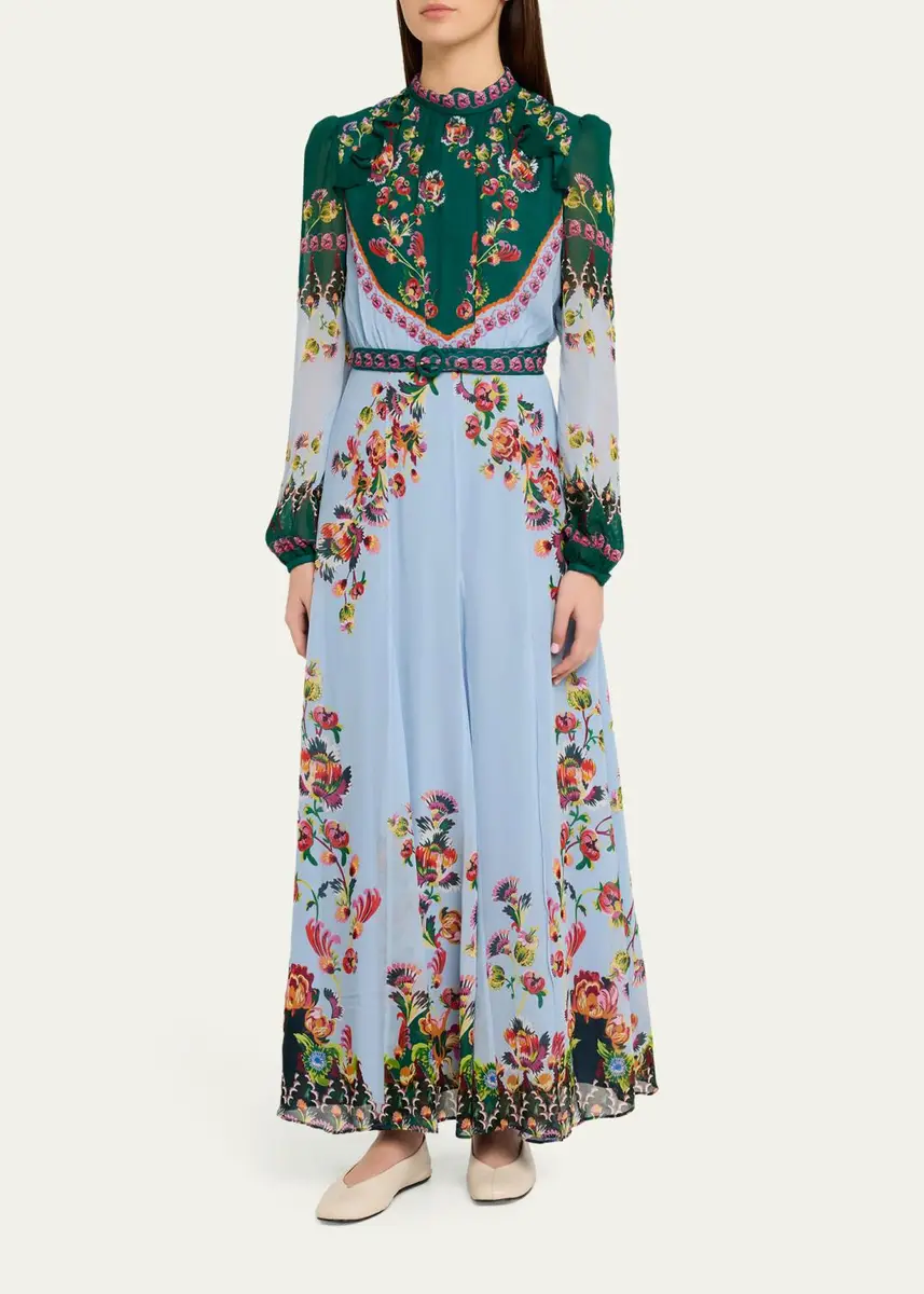 Saloni Jacqui-B Belted Floral Silk Midi Dress | Thumbnail 8 Saloni Jacqui-B Belted Floral Silk Midi Dress | Thumbnail 8
