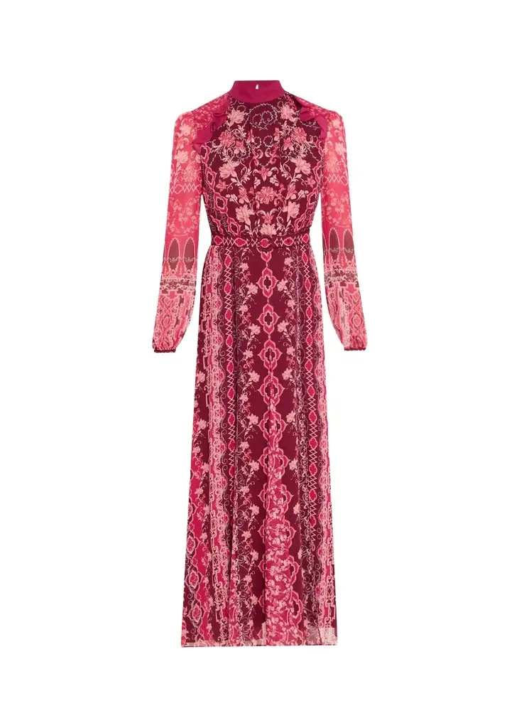 Saloni Jacqui-B Belted Floral Silk Midi Dress | Image 1 Saloni Jacqui-B Belted Floral Silk Midi Dress | Image 1