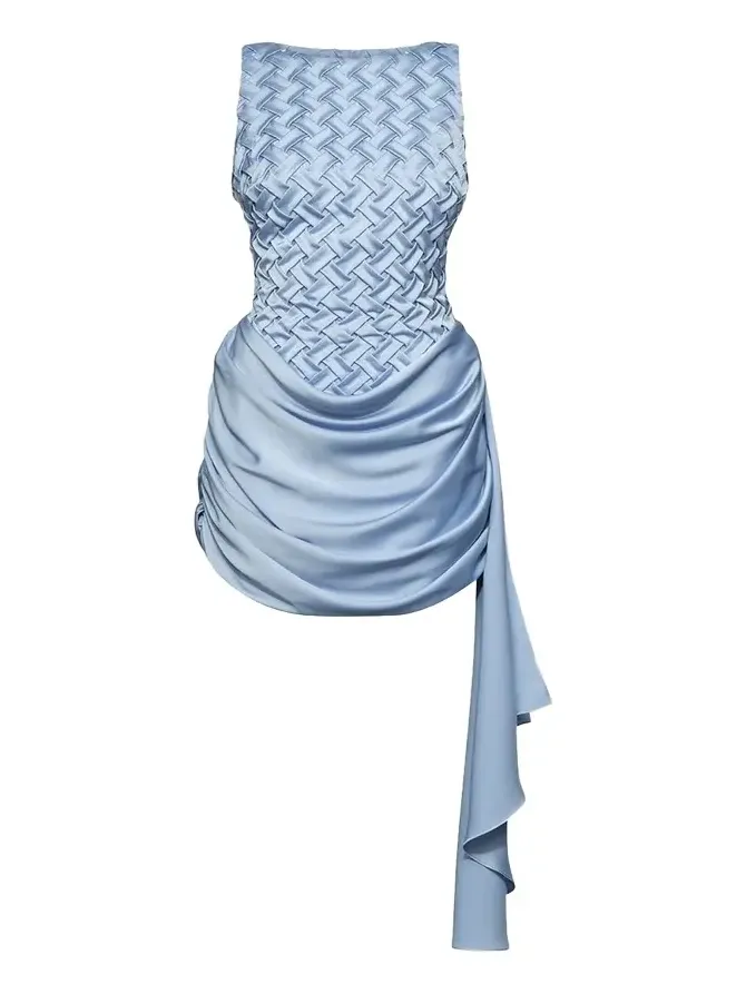Antonella Smocked Bateau-Neck Mini Dress