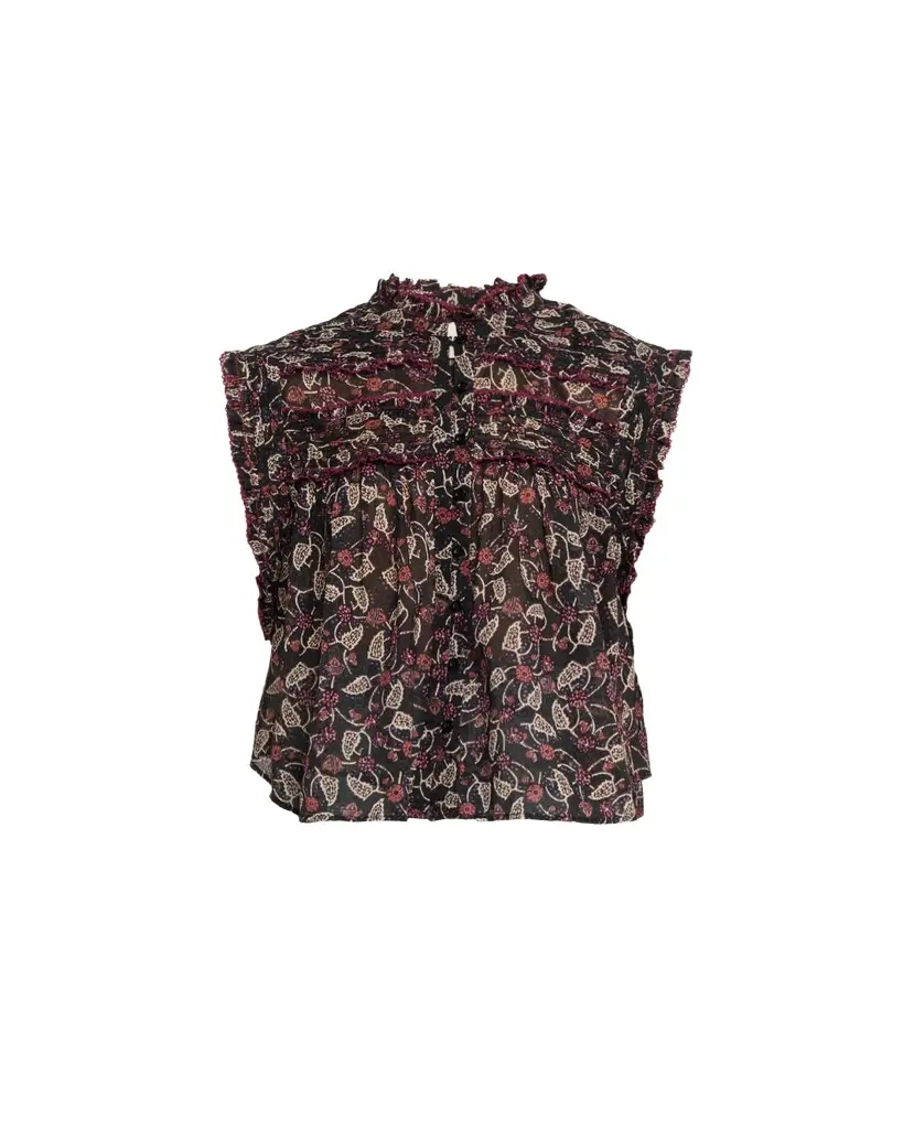 Etoile Isabel Marant Dersia Floral Ruffled Cotton Button-Front Top | Image 1 Etoile Isabel Marant Dersia Floral Ruffled Cotton Button-Front Top | Image 1