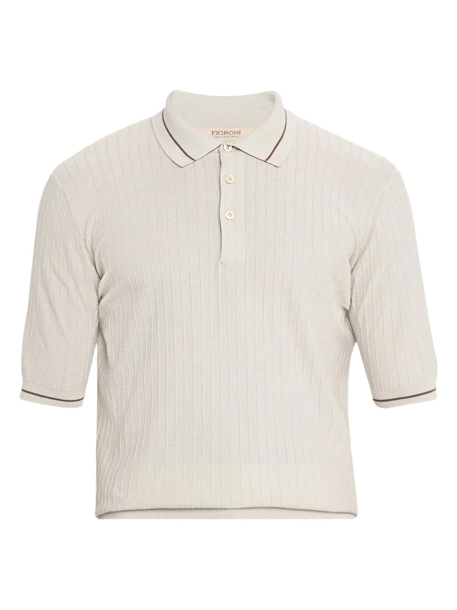 Fioroni Men's Textural Cotton-Cashmere Polo Shirt