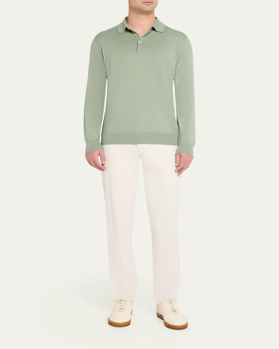 Fioroni Men's Cotton-Cashmere Polo Shirt | Thumbnail 2 Fioroni Men's Cotton-Cashmere Polo Shirt | Thumbnail 2