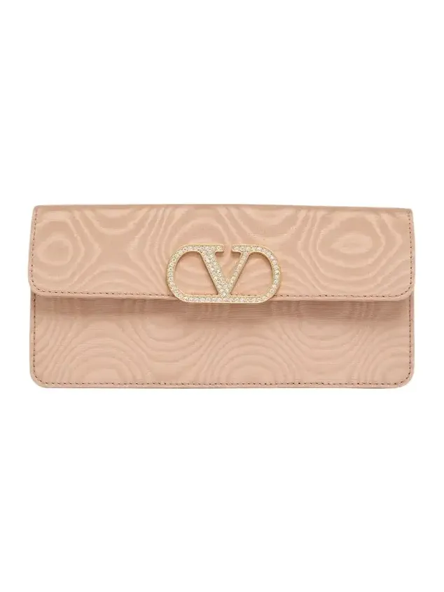 Crystal VLogo Moire Clutch Bag Crystal VLogo Moire Clutch Bag
