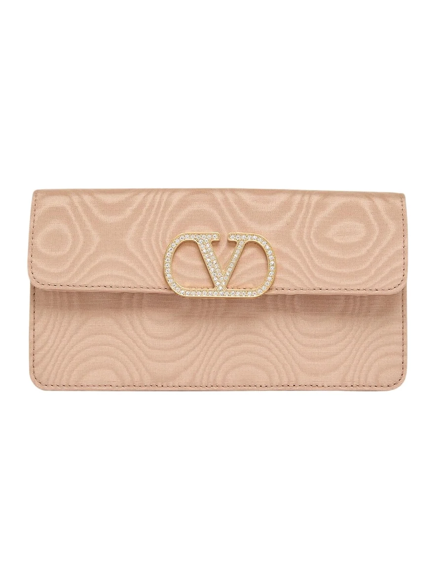 Crystal VLogo Moire Clutch Bag Crystal VLogo Moire Clutch Bag