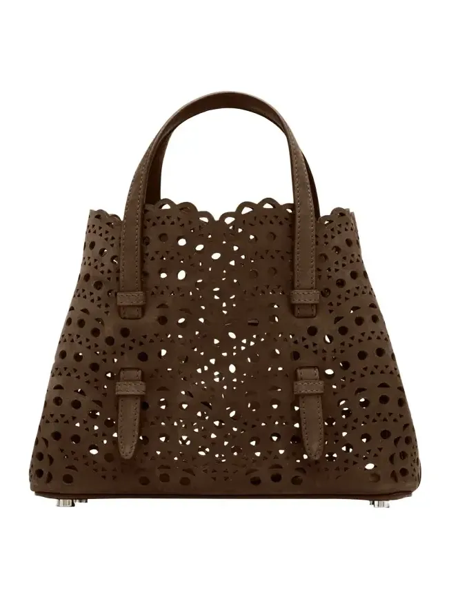 Mina 20 Top-Handle Bag in Perforated Suede Mina 20 Top-Handle Bag in Perforated Suede