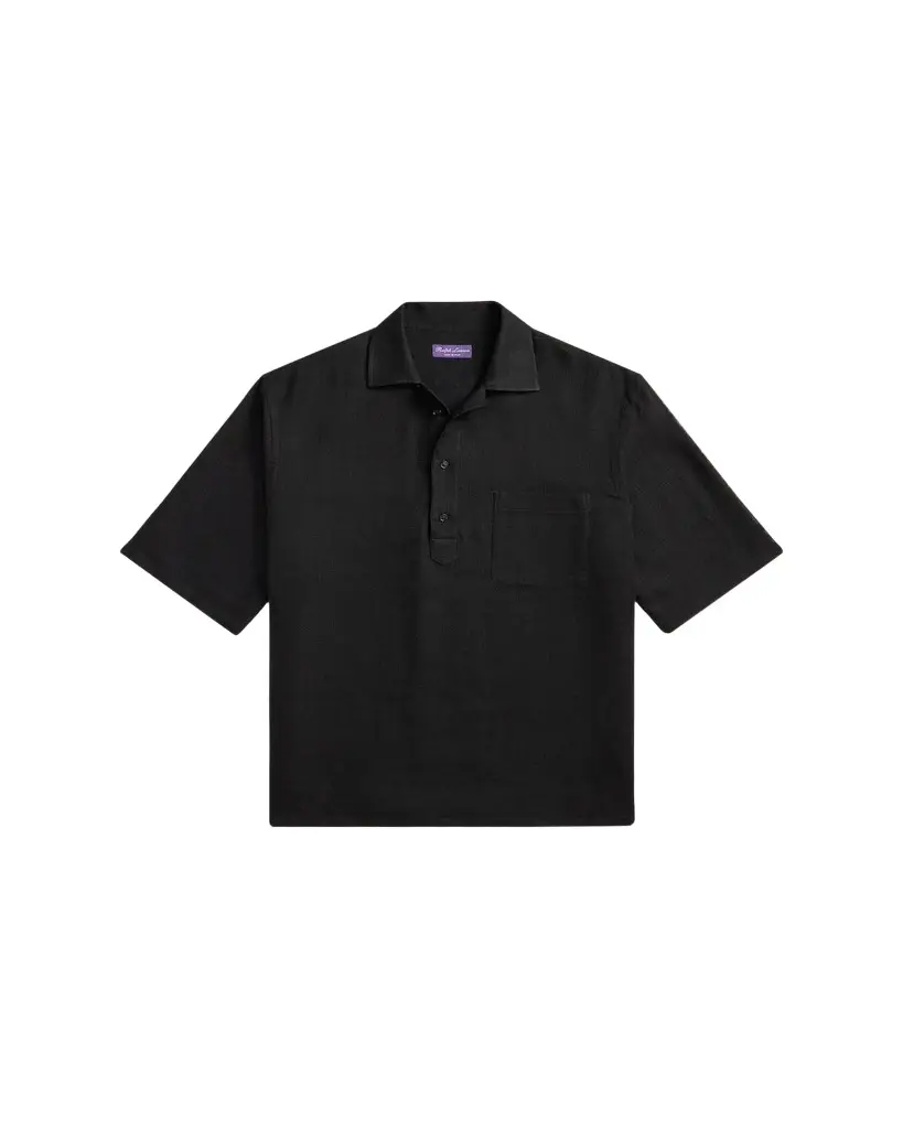 Ralph Lauren Purple Label Men's Linen and Silk Relaxed Basketweave Polo Shirt | Image 1 Ralph Lauren Purple Label Men's Linen and Silk Relaxed Basketweave Polo Shirt | Image 1