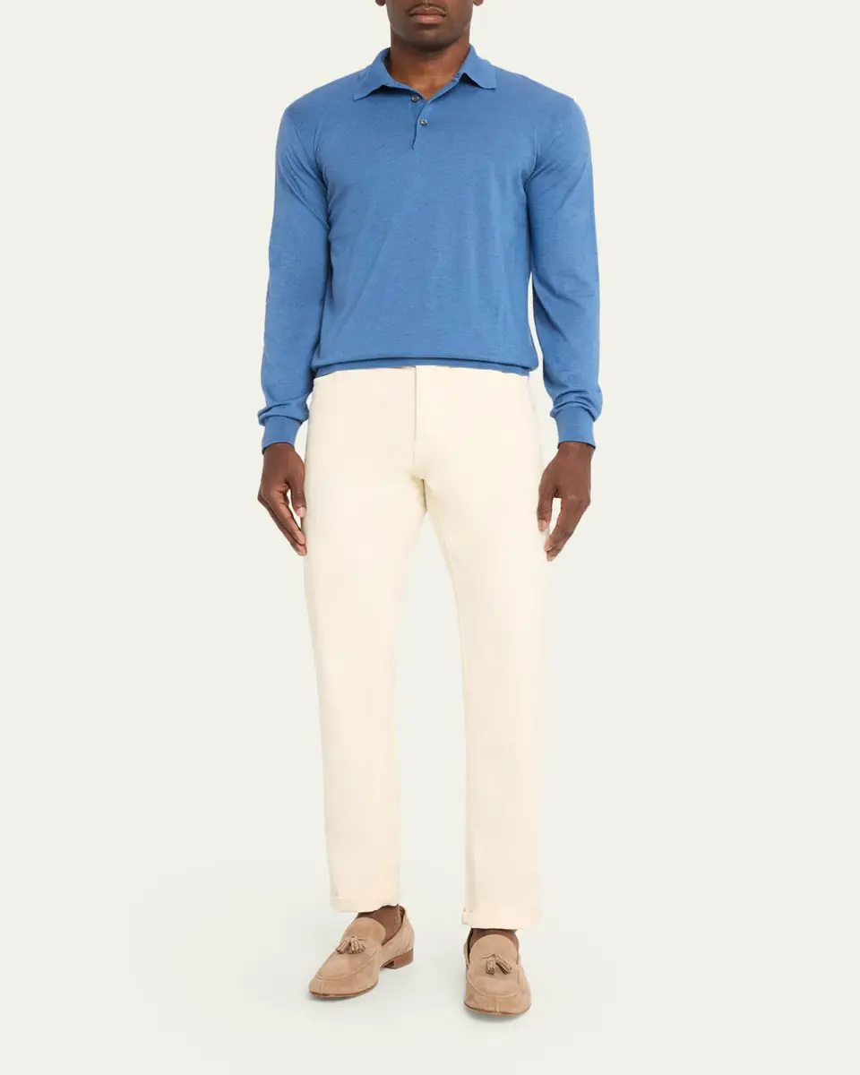 Fioroni Men's Cotton-Cashmere Polo Shirt | Thumbnail 2