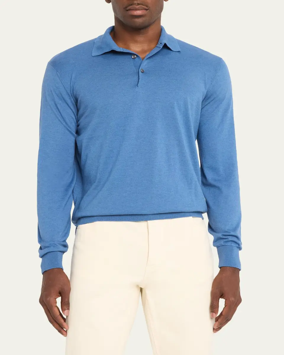 Fioroni Men's Cotton-Cashmere Polo Shirt | Thumbnail 4