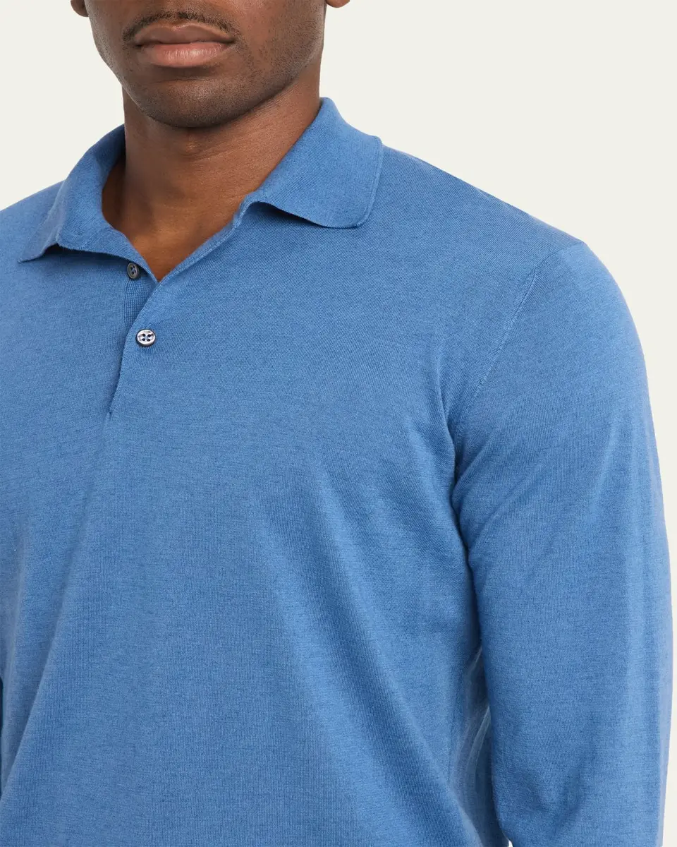 Fioroni Men's Cotton-Cashmere Polo Shirt | Thumbnail 5