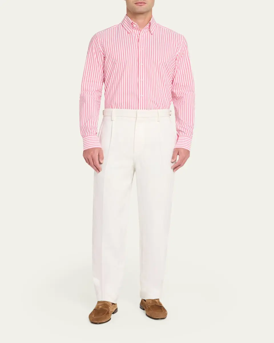 Bergdorf Goodman Men's Striped Cotton Button-Down Shirt | Thumbnail 2 Bergdorf Goodman Men's Striped Cotton Button-Down Shirt | Thumbnail 2
