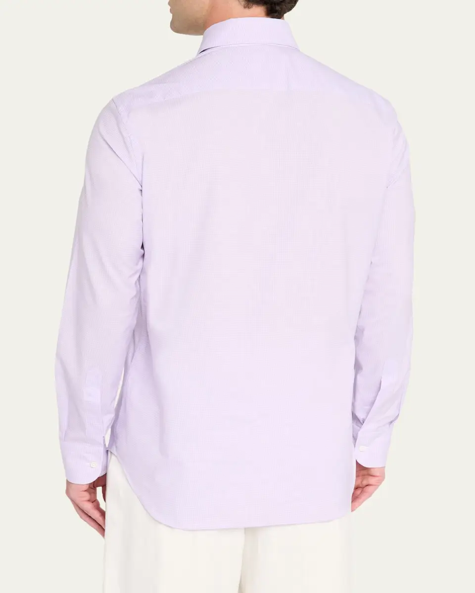 Bergdorf Goodman Men's Micro Check Cotton Shirt | Thumbnail 3 Bergdorf Goodman Men's Micro Check Cotton Shirt | Thumbnail 3