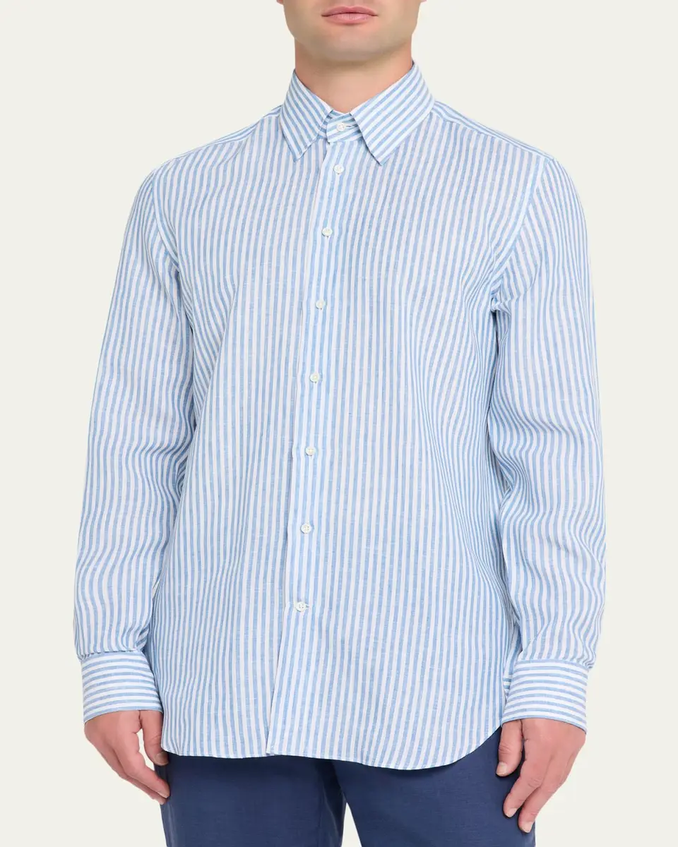 Bergdorf Goodman Men's Striped Cotton Button-Down Shirt | Thumbnail 4