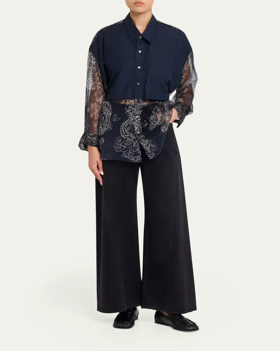 R13 Long-Sleeve Silk Overlay Shirt | Thumbnail 2 R13 Long-Sleeve Silk Overlay Shirt | Thumbnail 2