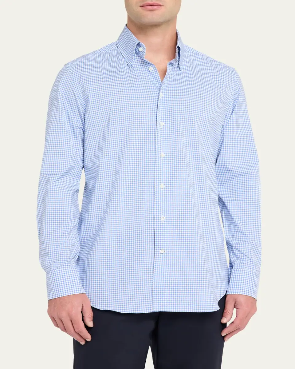 Bergdorf Goodman Men's Cotton Check Button-Down Shirt | Thumbnail 4 Bergdorf Goodman Men's Cotton Check Button-Down Shirt | Thumbnail 4