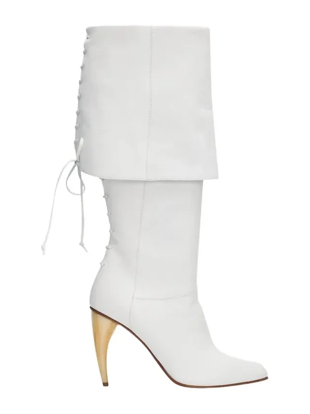 105mm Horn Leather Knee-High Boots