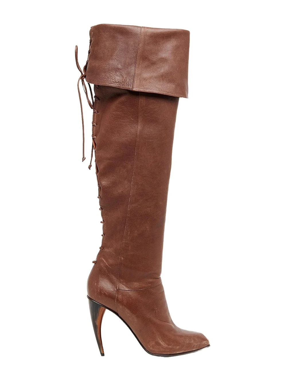 105mm Horn Leather Knee-High Boots 105mm Horn Leather Knee-High Boots