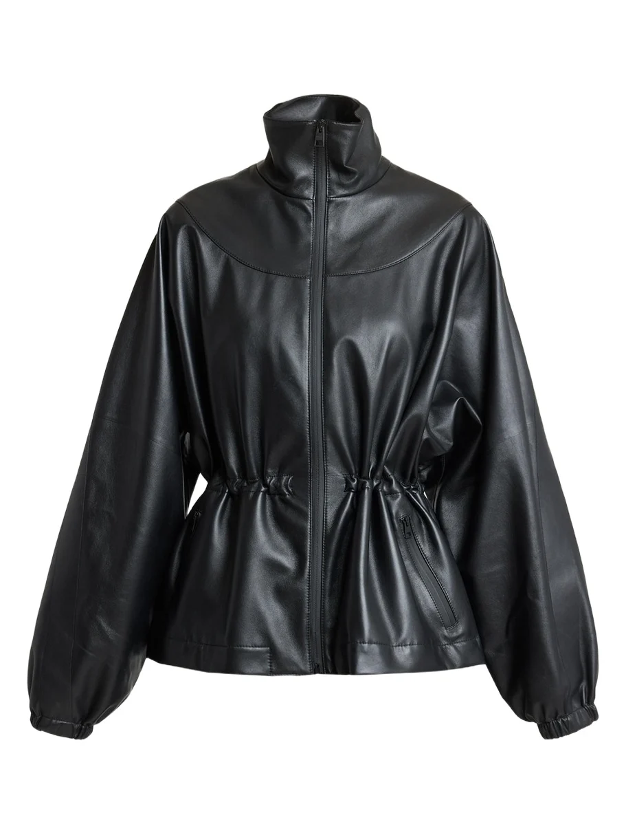 Leather Drawstring Tracksuit Jacket Leather Drawstring Tracksuit Jacket
