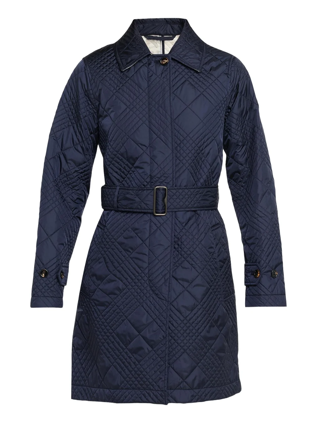 Burberry Darliston Check Quilted Coat With Belt