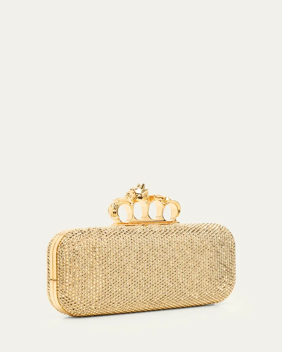 Alexander McQueen Crystal Leather Long Knuckle Clutch Bag | Thumbnail 2