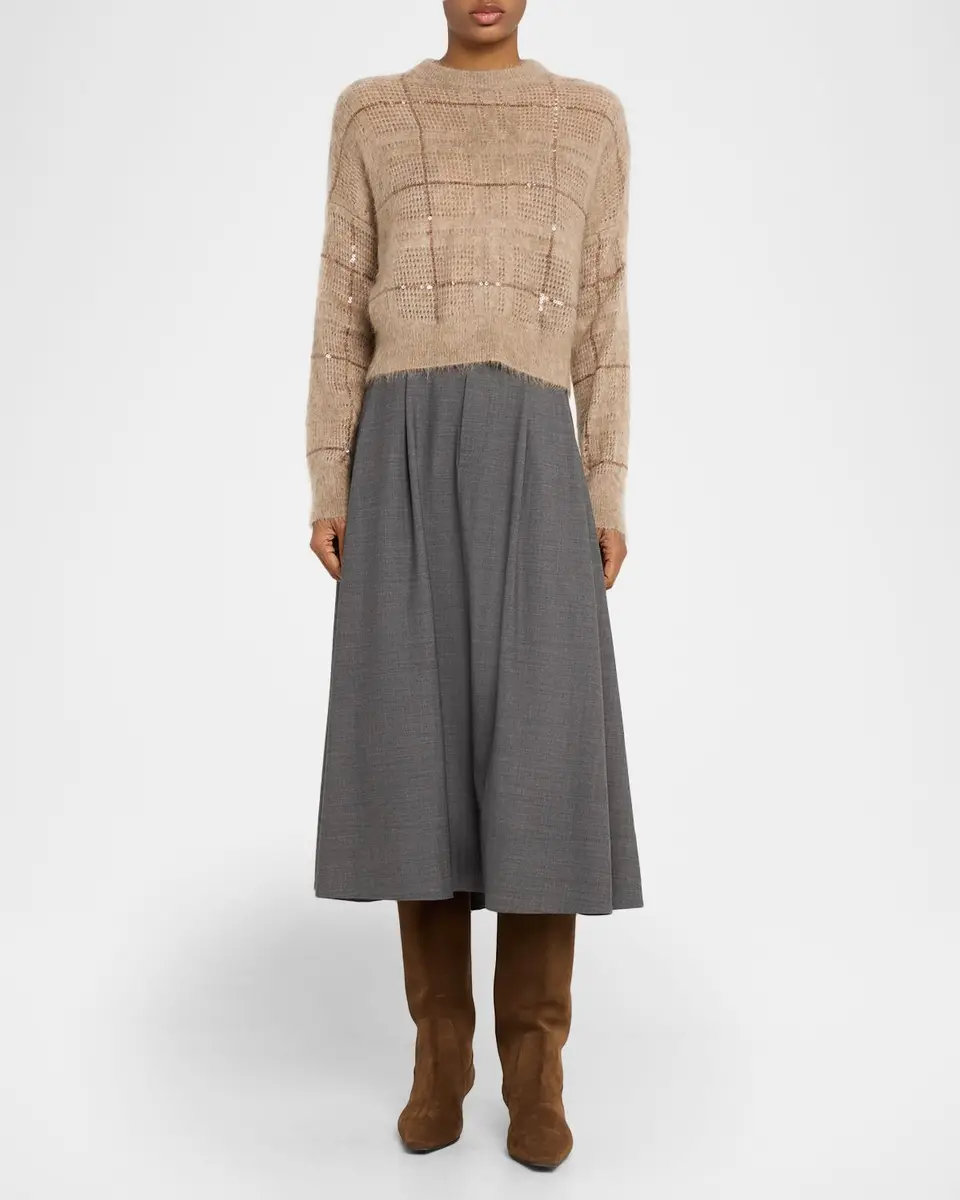 Brunello Cucinelli Paillette Check Mohair Crewneck Sweater | Thumbnail 2 Brunello Cucinelli Paillette Check Mohair Crewneck Sweater | Thumbnail 2