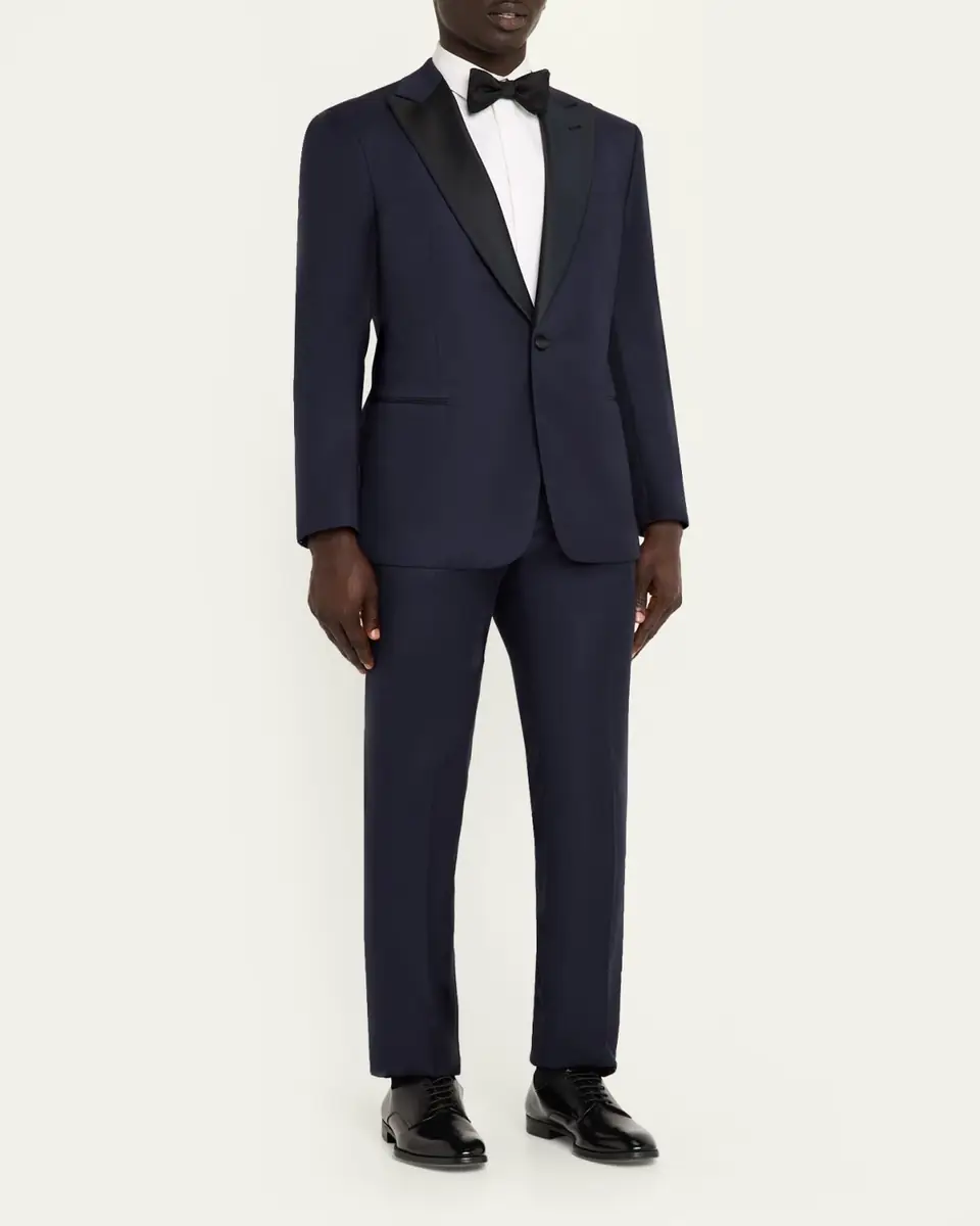 Giorgio Armani Men's Soft Woven Satin-Trim Single-Breasted Suit | Thumbnail 2