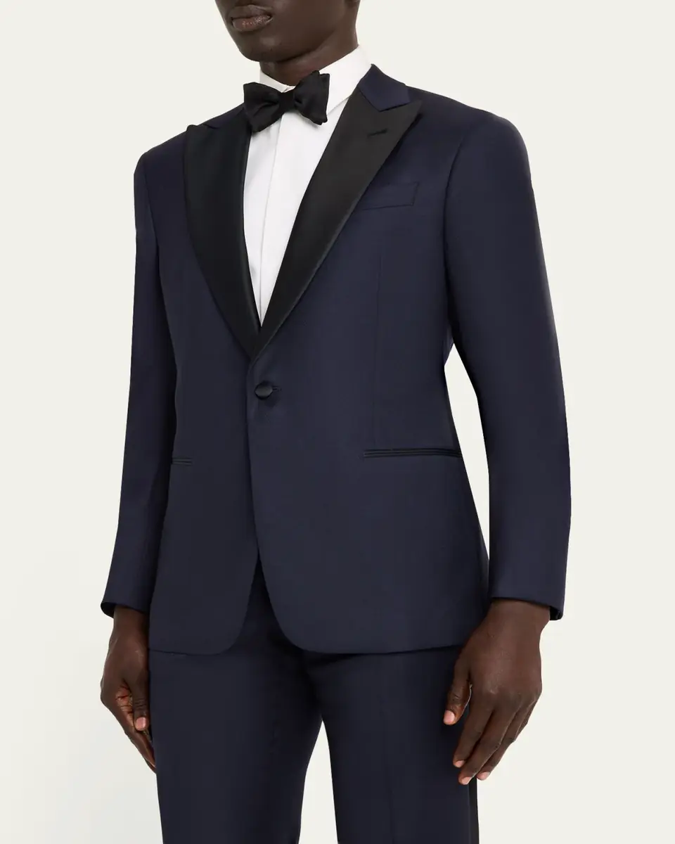 Giorgio Armani Men's Soft Woven Satin-Trim Single-Breasted Suit | Thumbnail 4