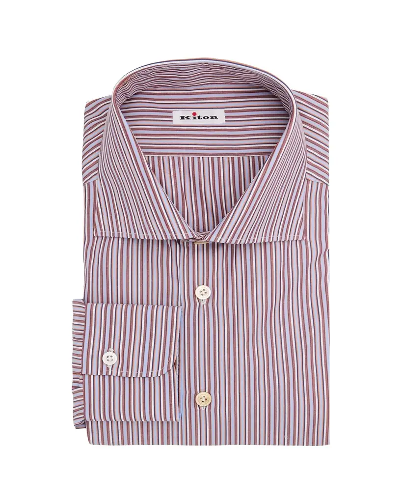 Kiton Men's Variegated Stripe Cotton Dress Shirt | Image 1 Kiton Men's Variegated Stripe Cotton Dress Shirt | Image 1