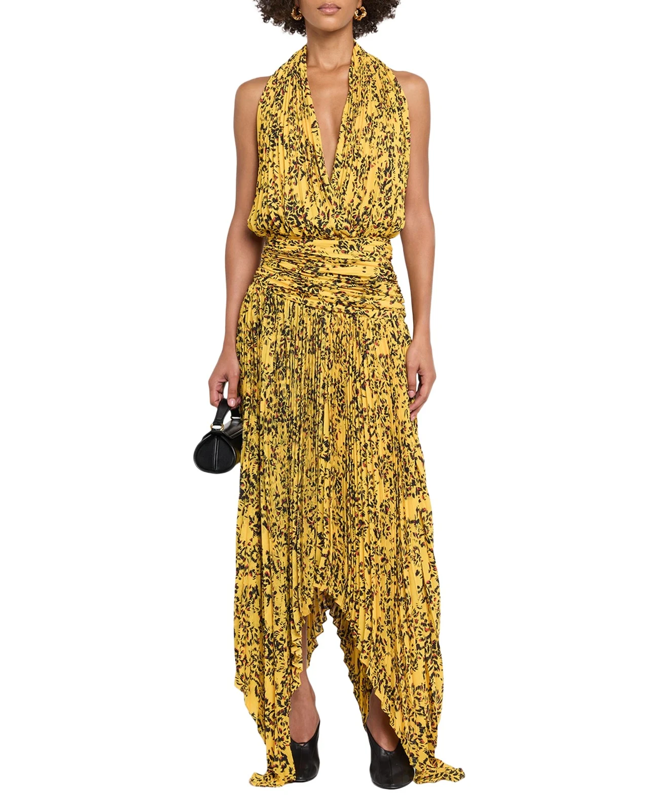 Paulina Pleated Halter Handkerchief Maxi Dress Paulina Pleated Halter Handkerchief Maxi Dress