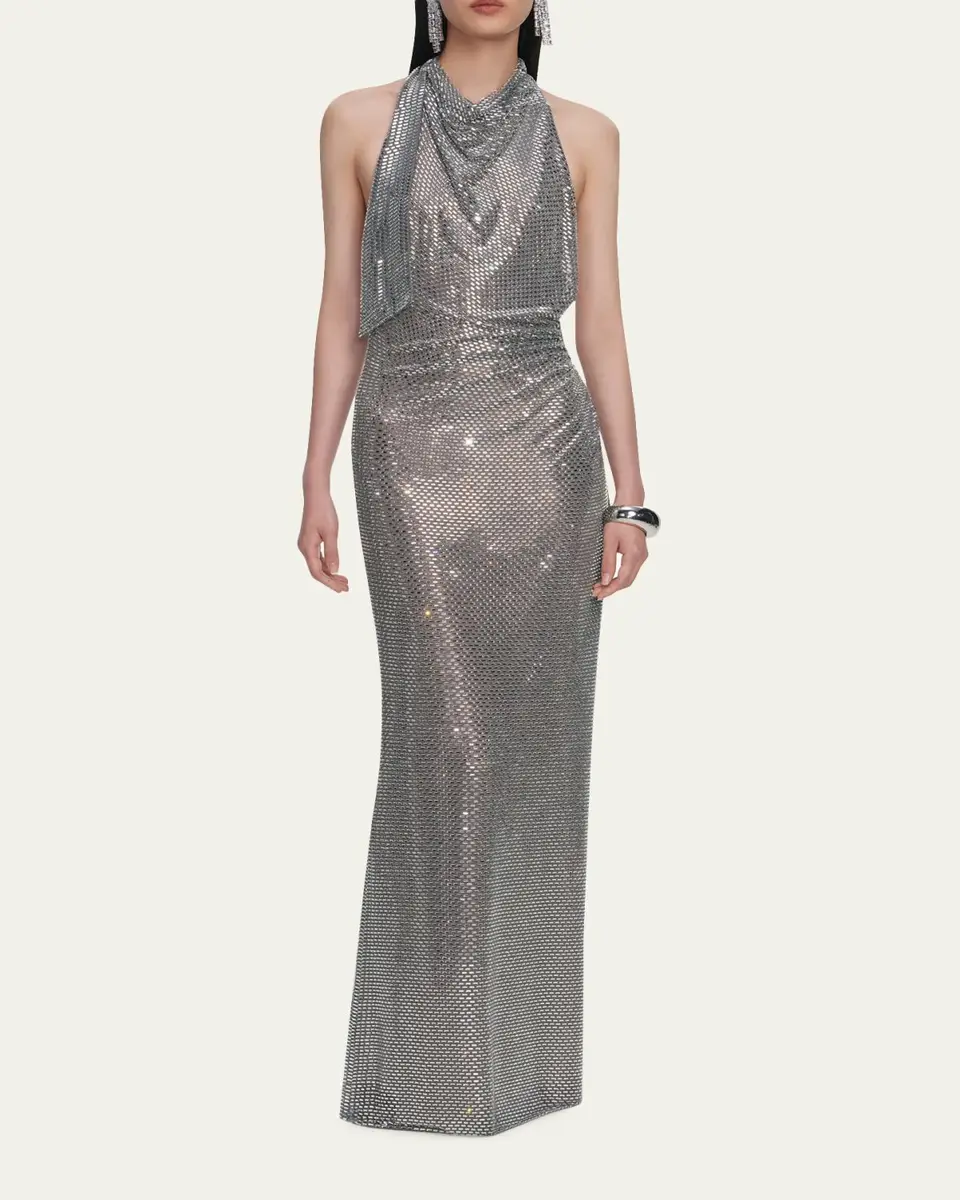 Self-Portrait Rhinestone Draped Maxi Dress | Thumbnail 2 Self-Portrait Rhinestone Draped Maxi Dress | Thumbnail 2