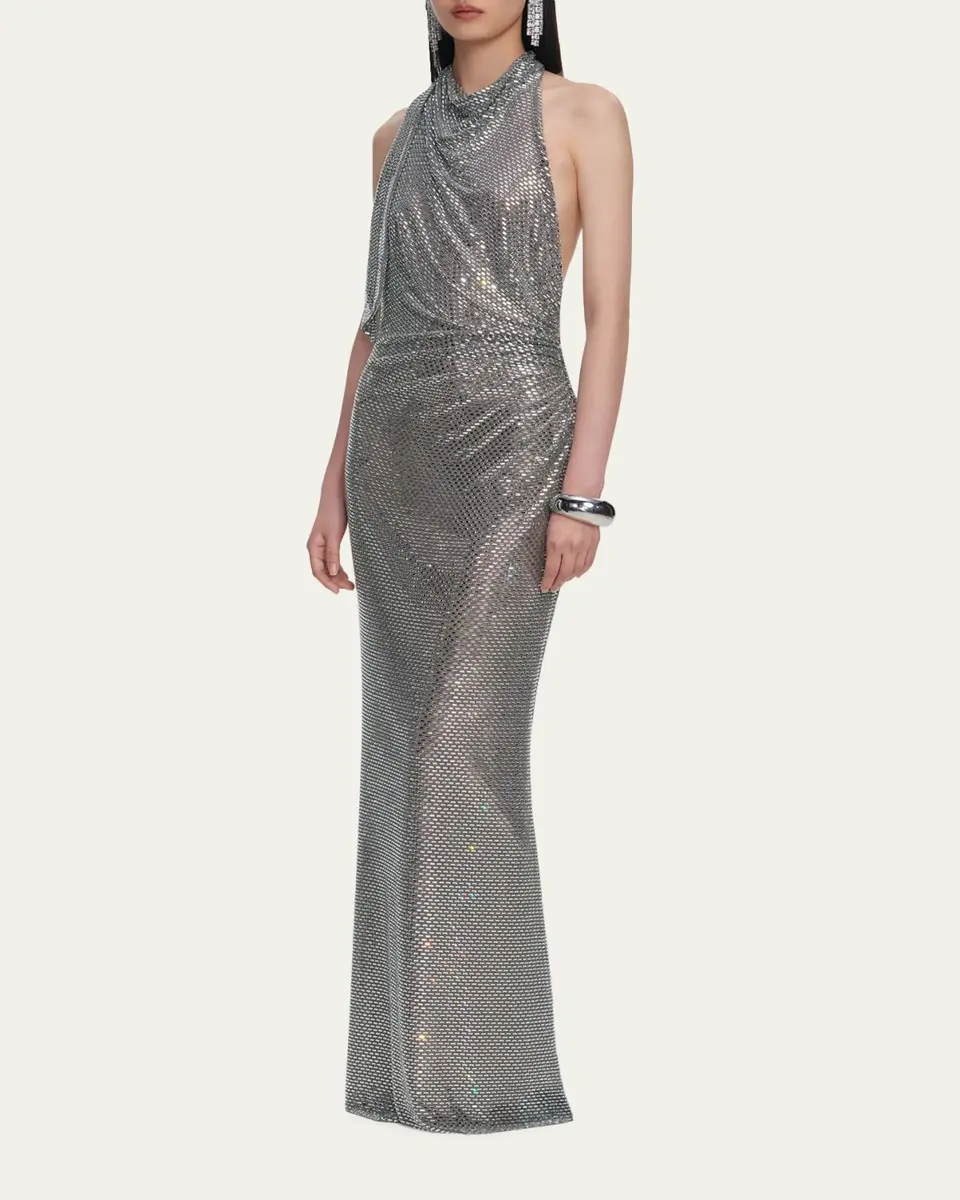Self-Portrait Rhinestone Draped Maxi Dress | Thumbnail 4 Self-Portrait Rhinestone Draped Maxi Dress | Thumbnail 4