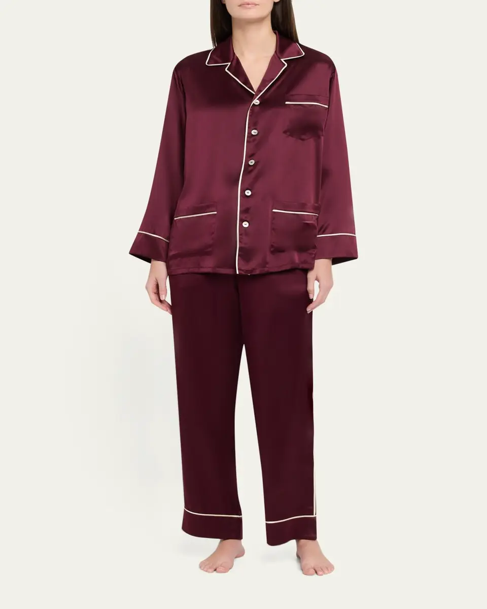 Olivia von Halle Yves Long Silk Satin Pajama Set | Thumbnail 2