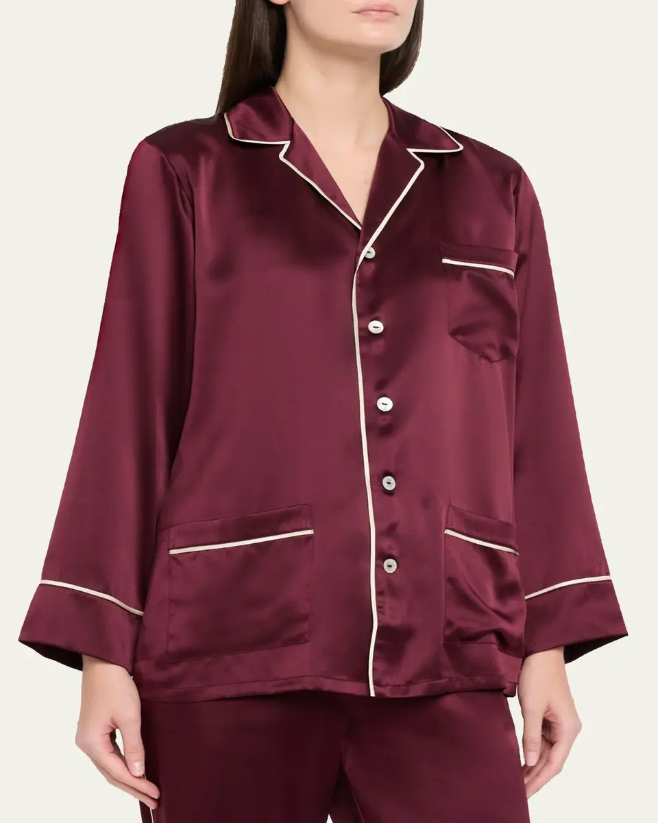 Olivia von Halle Yves Long Silk Satin Pajama Set | Thumbnail 4
