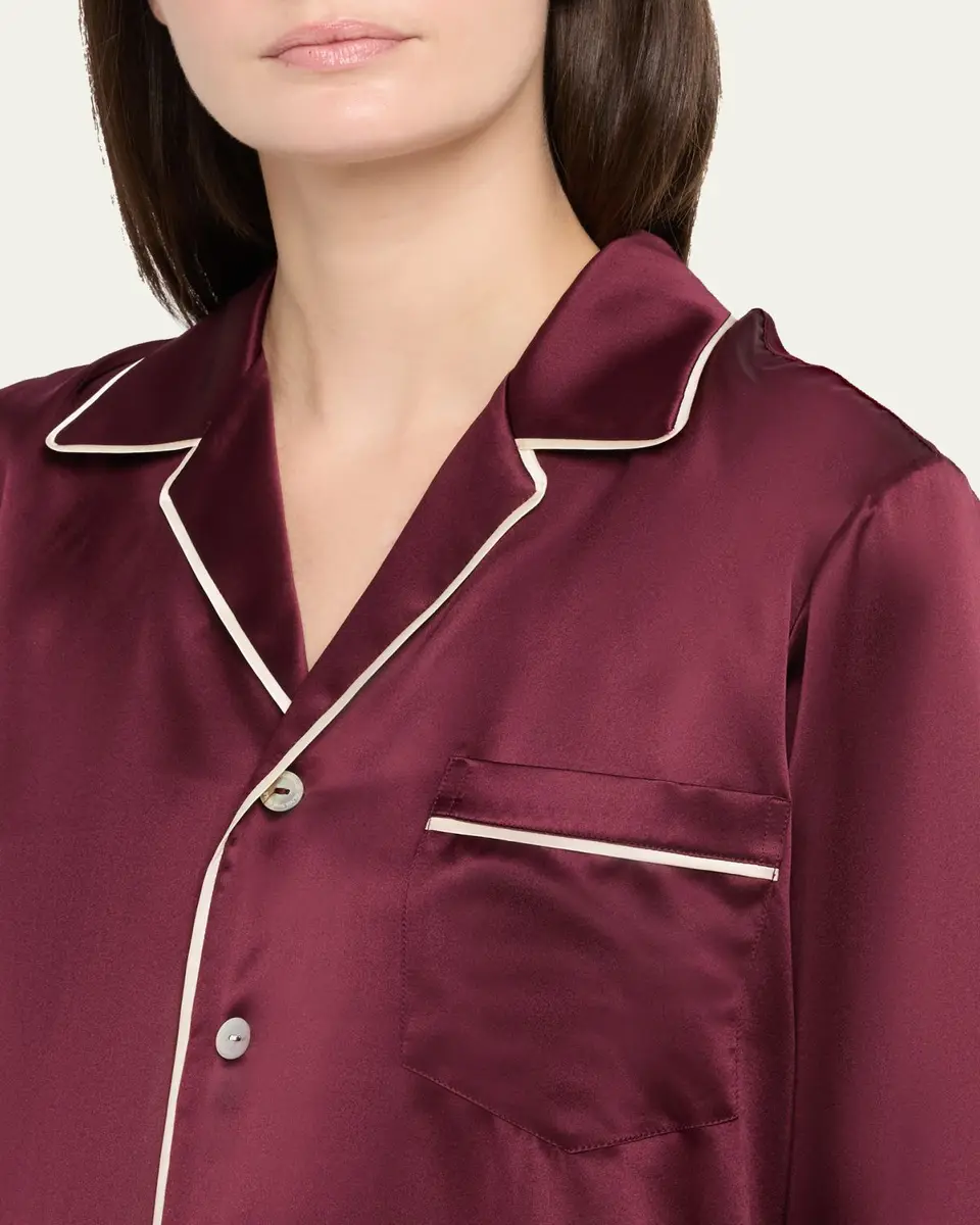 Olivia von Halle Yves Long Silk Satin Pajama Set | Thumbnail 5