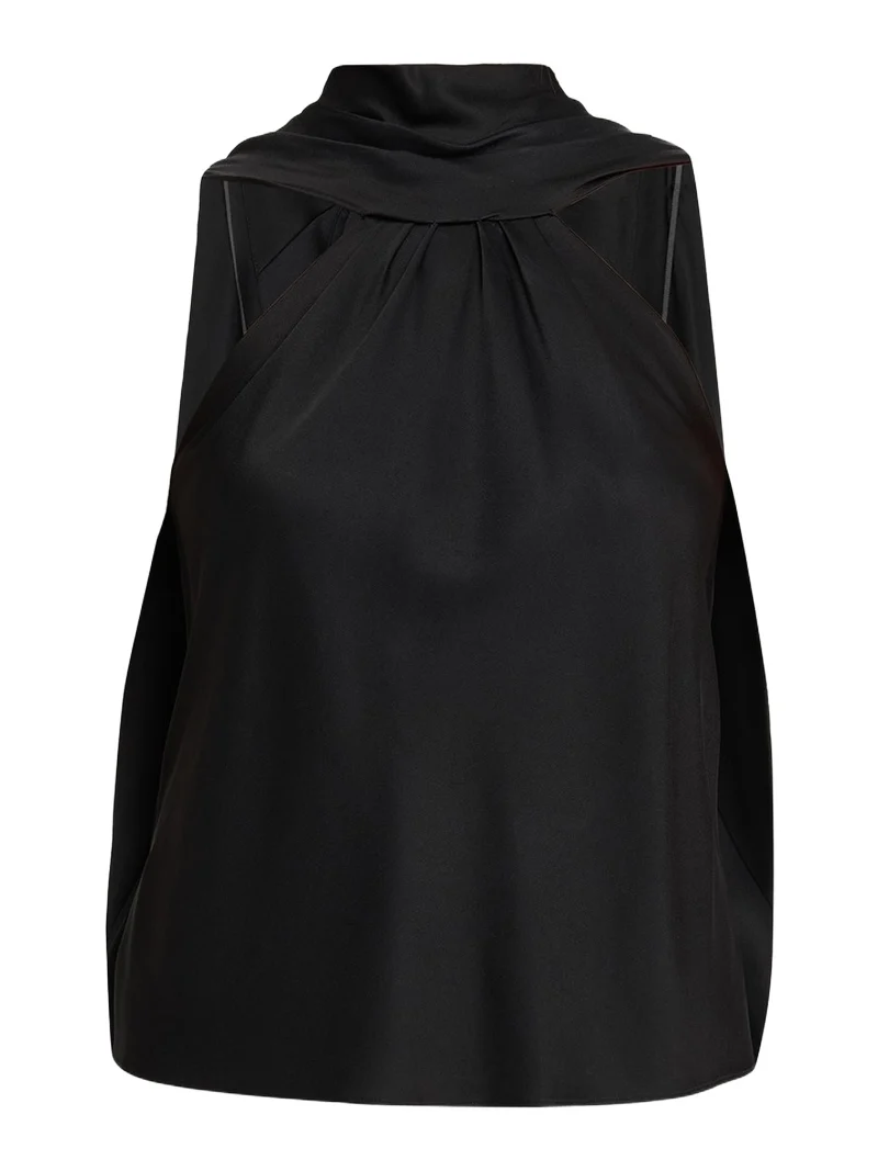 Bella Sleeveless Satin Cape Top Bella Sleeveless Satin Cape Top