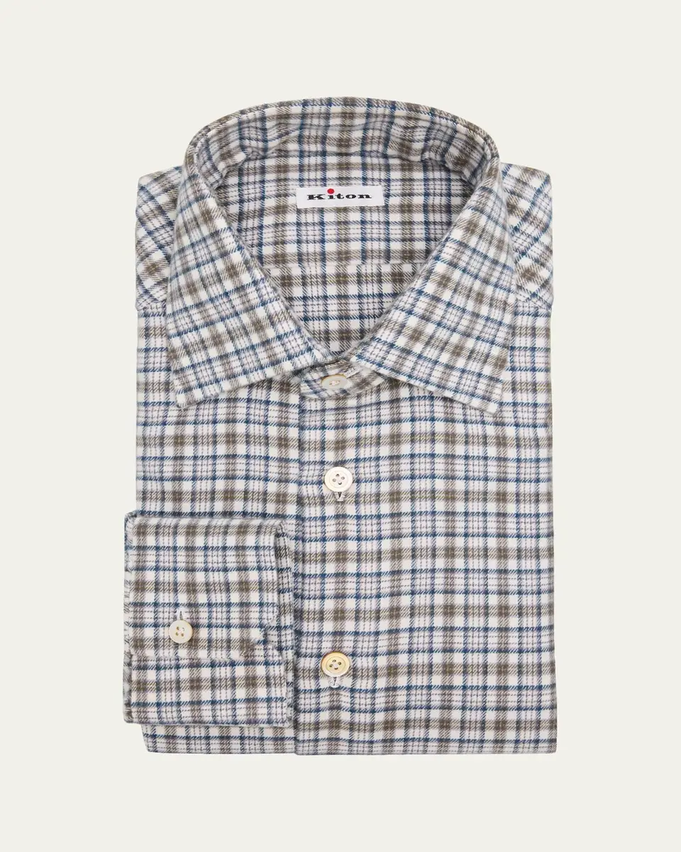 Brioni Men's Plaid Cotton Dress Shirt | Thumbnail 3