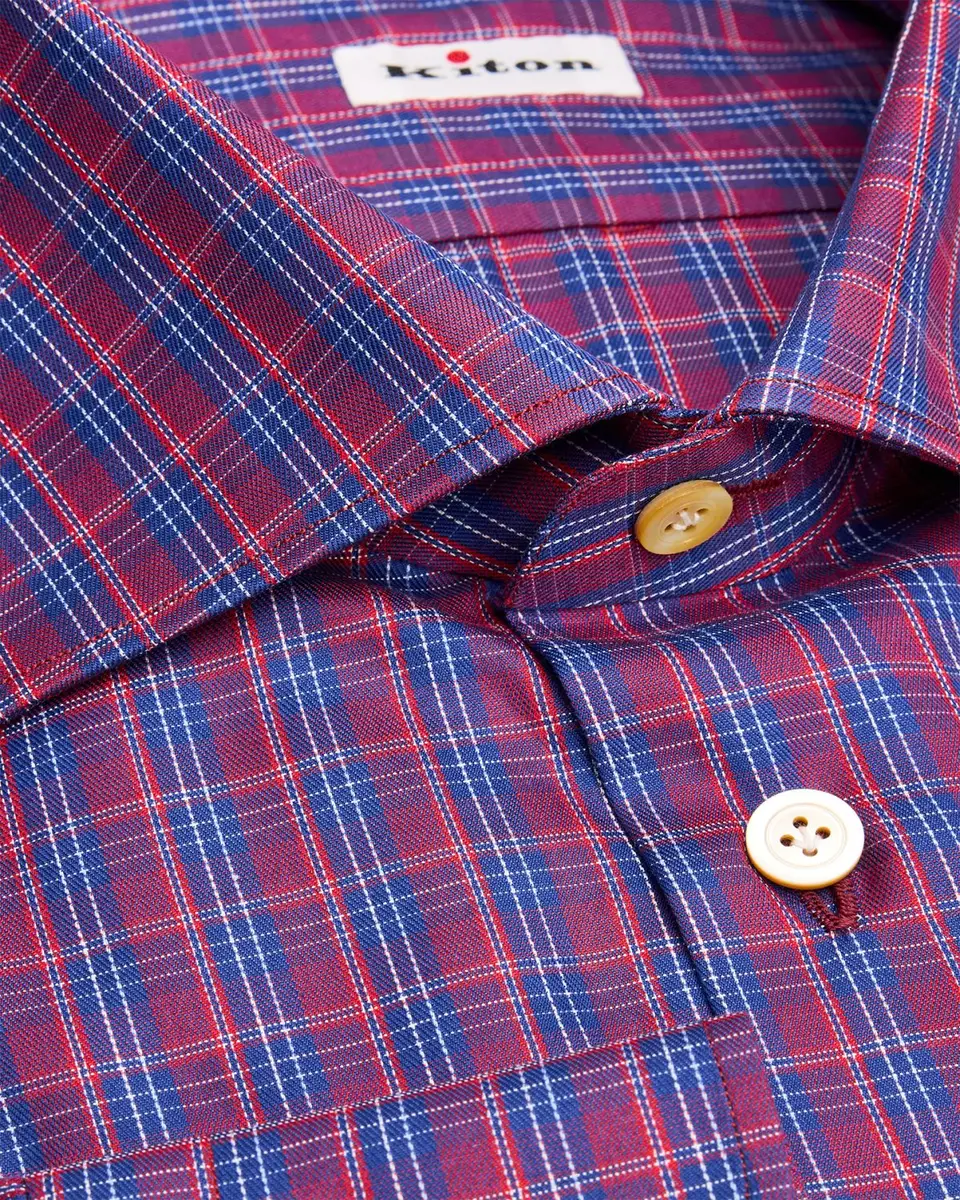 Brioni Men's Plaid Cotton Dress Shirt | Thumbnail 6