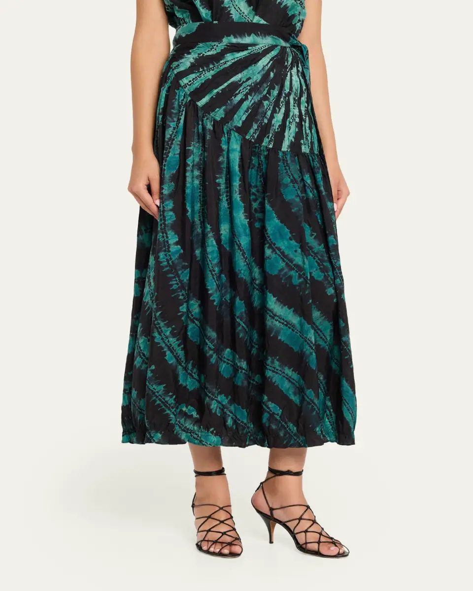 Ulla Johnson Freya Shibori Tie-Dye Midi Skirt | Thumbnail 4