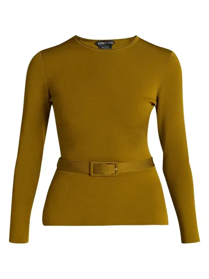 Belted Long-Sleeve Knit Top Belted Long-Sleeve Knit Top