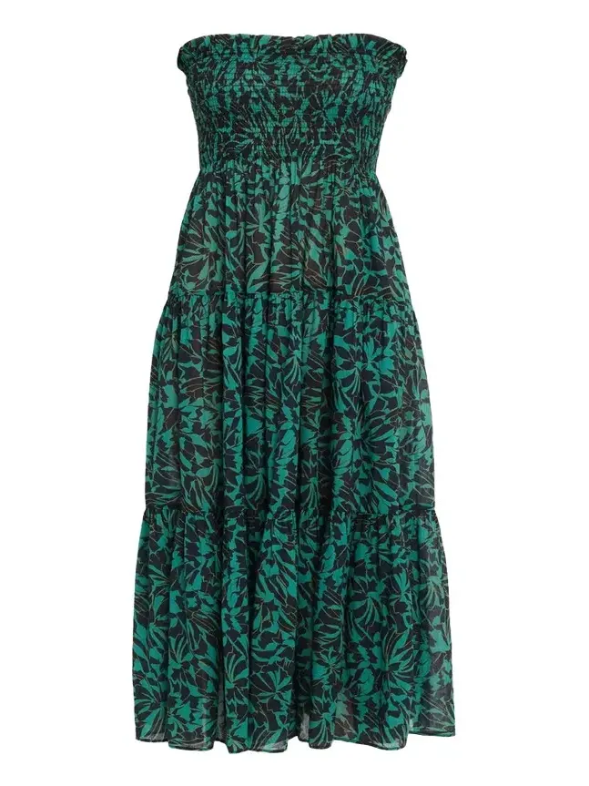 Lucca Smocked Strapless Midi Dress Lucca Smocked Strapless Midi Dress