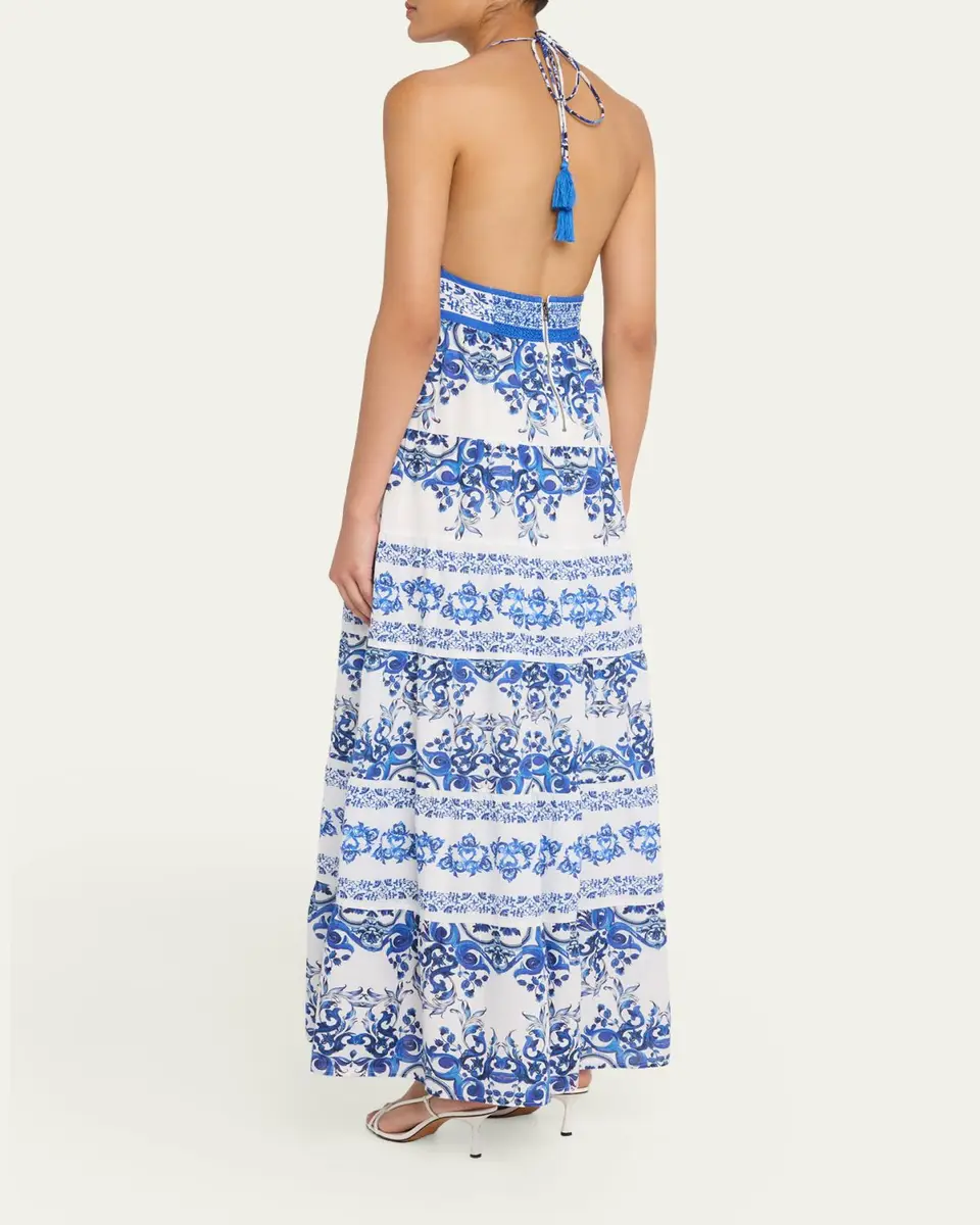 Alice + Olivia Karolina Tiered Halter Maxi Dress | Thumbnail 3 Alice + Olivia Karolina Tiered Halter Maxi Dress | Thumbnail 3