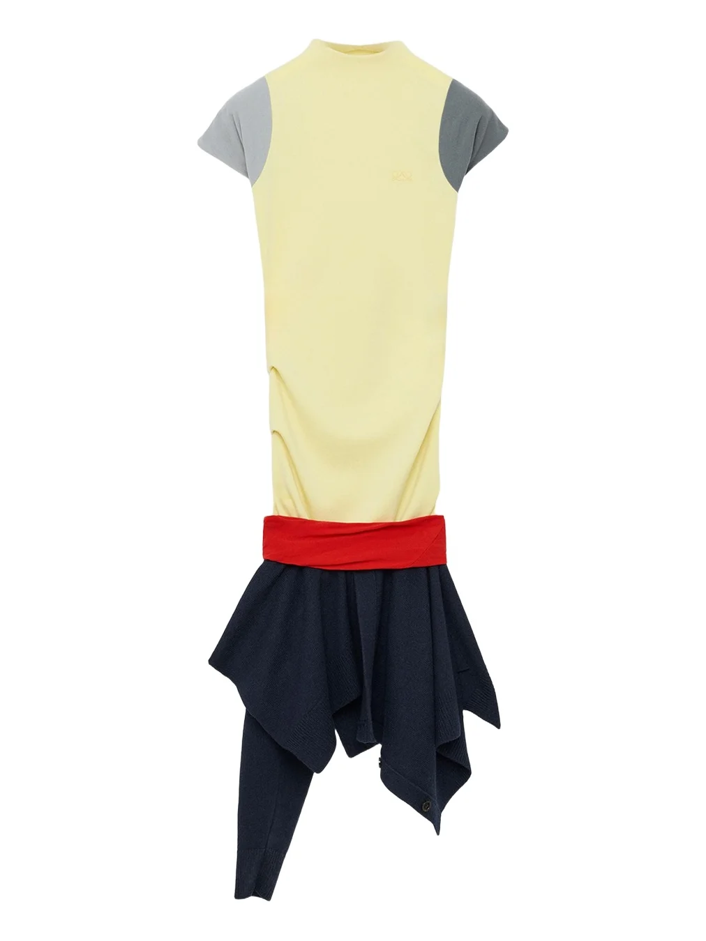 Loewe Mock-Neck Colorblock Handkerchief Dress