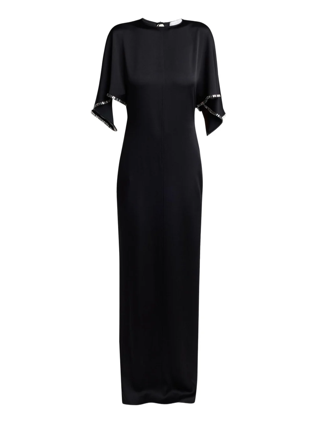 Embellished Flutter-Sleeve Satin Column Gown Embellished Flutter-Sleeve Satin Column Gown
