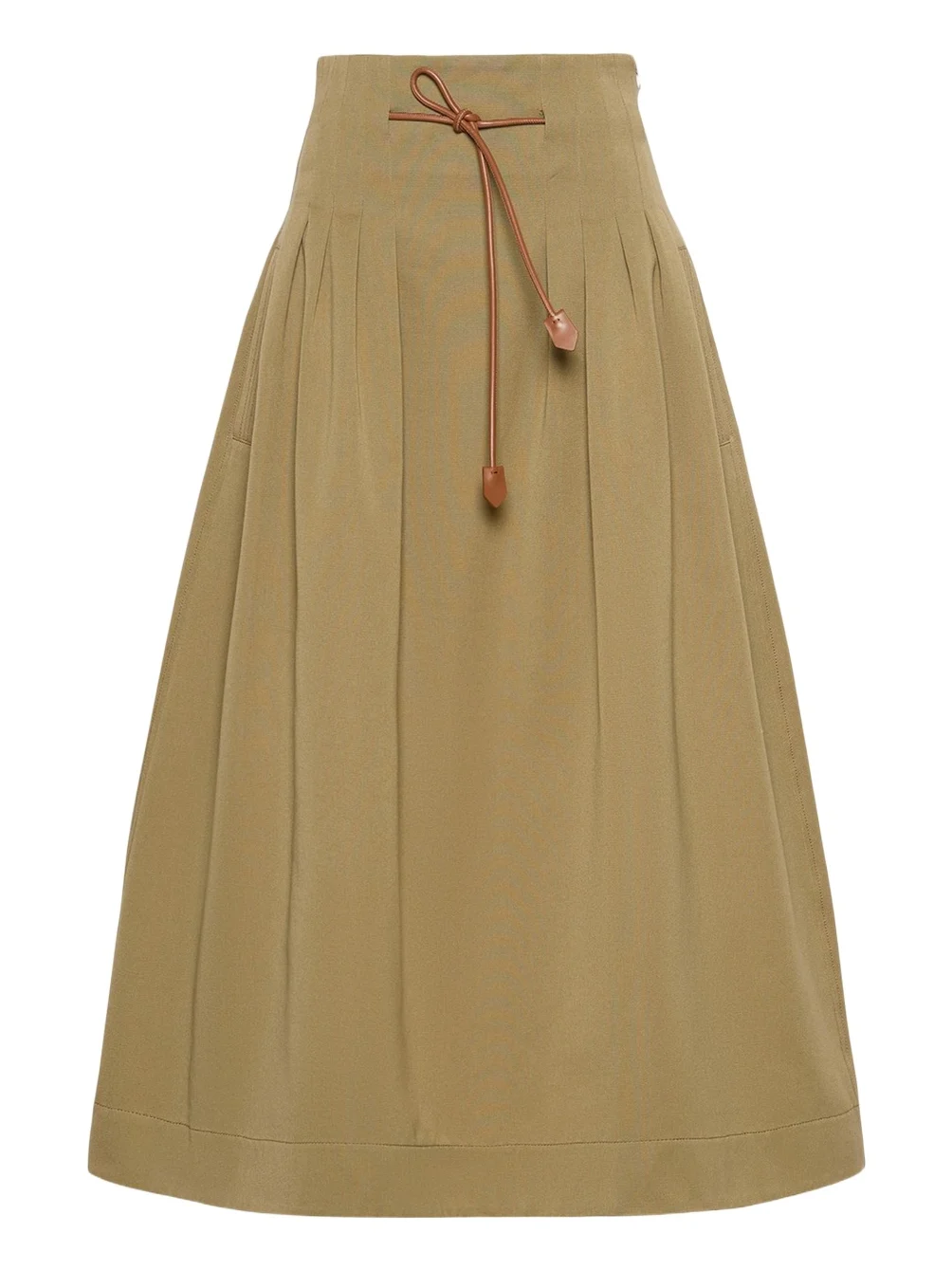 Pleated Drawstring Cotton Ottoman Midi Skirt Pleated Drawstring Cotton Ottoman Midi Skirt