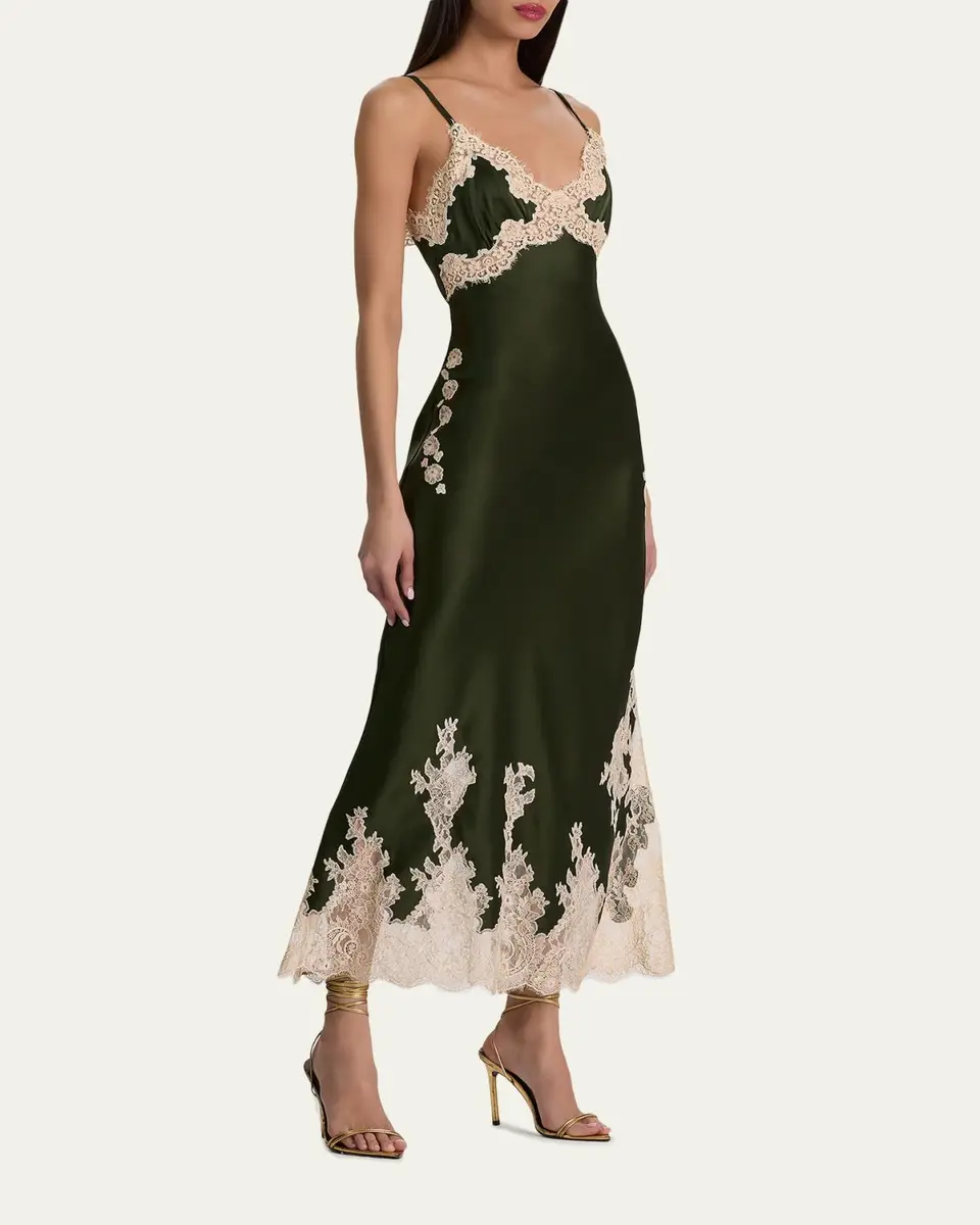 Alice + Olivia Julietta Cutaway Lace-Trim Satin Dress | Thumbnail 4 Alice + Olivia Julietta Cutaway Lace-Trim Satin Dress | Thumbnail 4