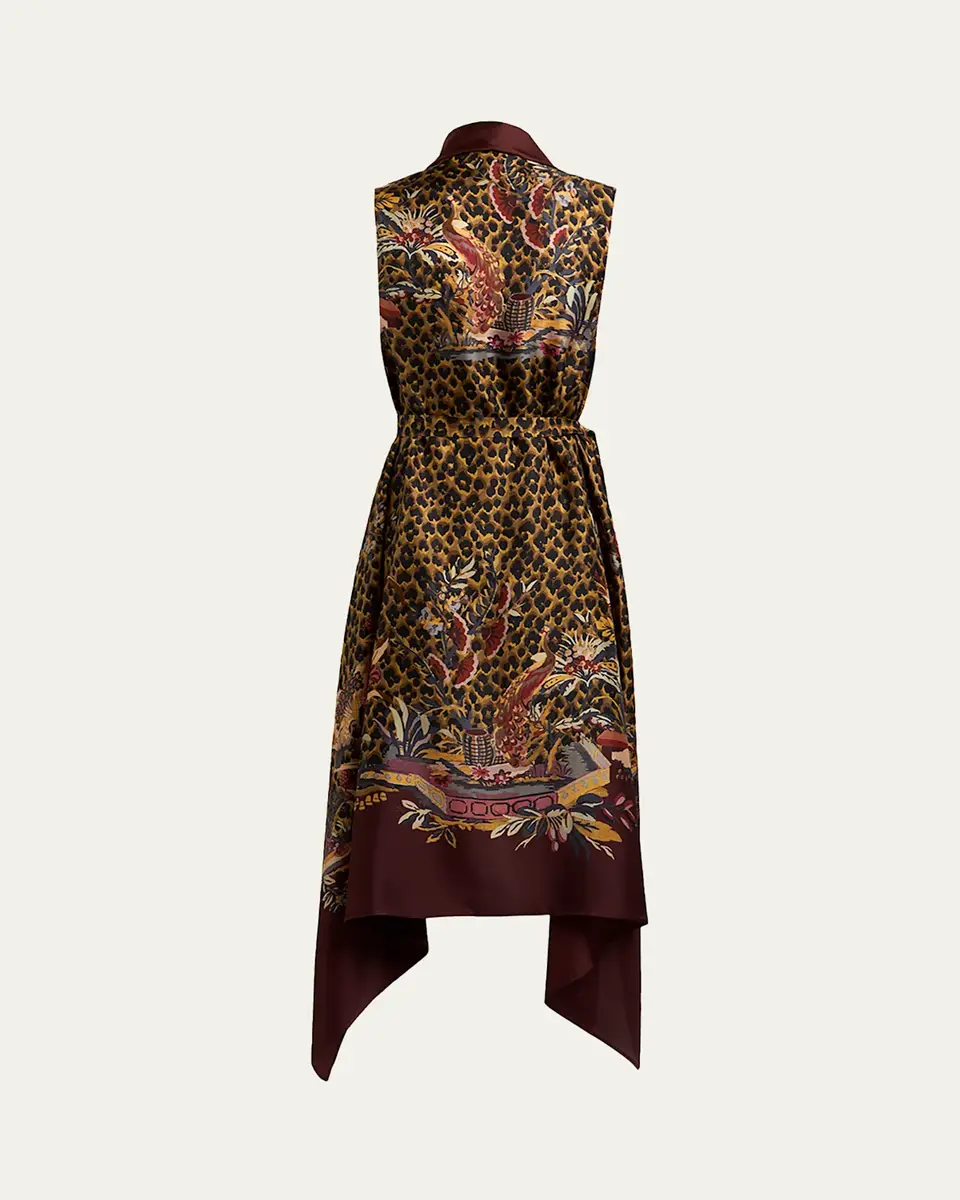 Etro Leopard & Avian Print Silk Foulard Vest | Thumbnail 2