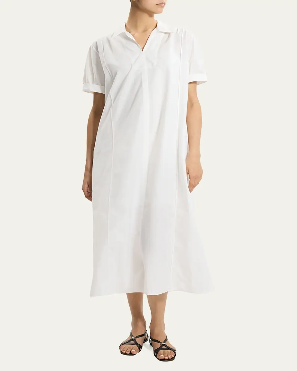 Theory Short-Sleeve Poplin Popover Maxi Dress | Thumbnail 2 Theory Short-Sleeve Poplin Popover Maxi Dress | Thumbnail 2