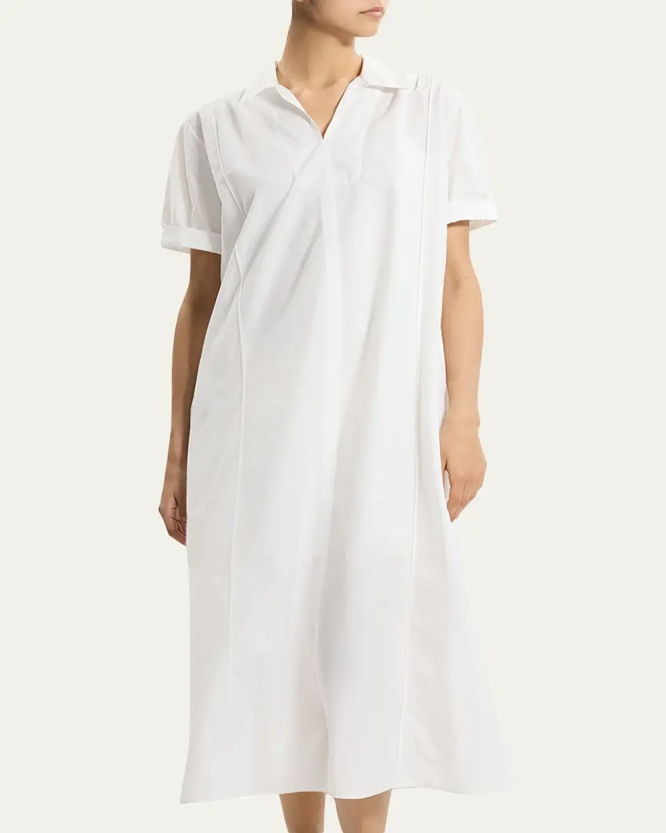 Theory Short-Sleeve Poplin Popover Maxi Dress | Thumbnail 4 Theory Short-Sleeve Poplin Popover Maxi Dress | Thumbnail 4