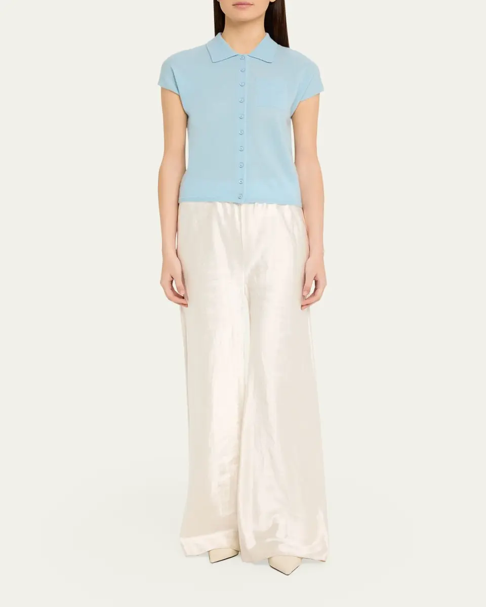 Vince Short-Sleeve Cashmere-Blend Polo Sweater | Thumbnail 6