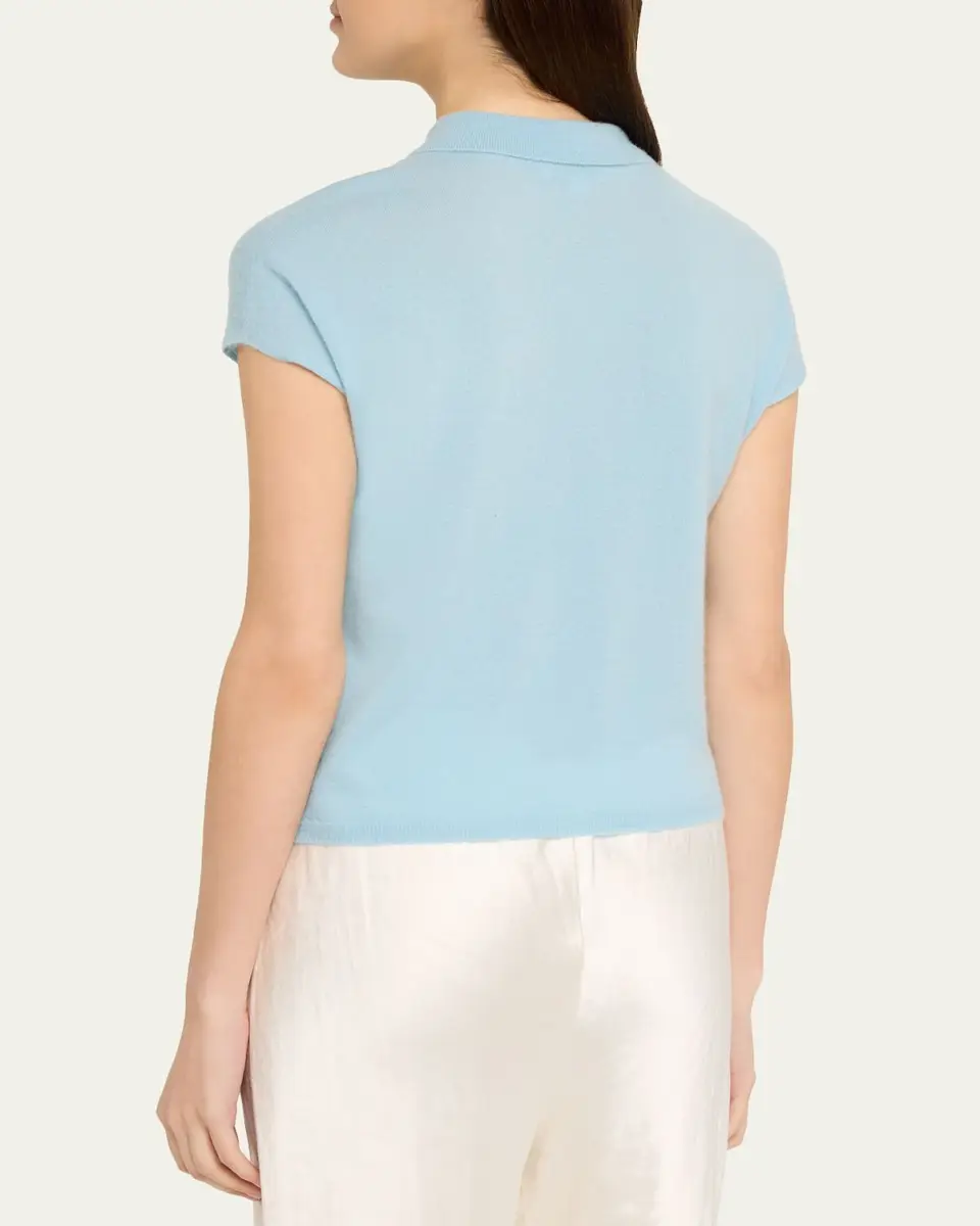 Vince Short-Sleeve Cashmere-Blend Polo Sweater | Thumbnail 7