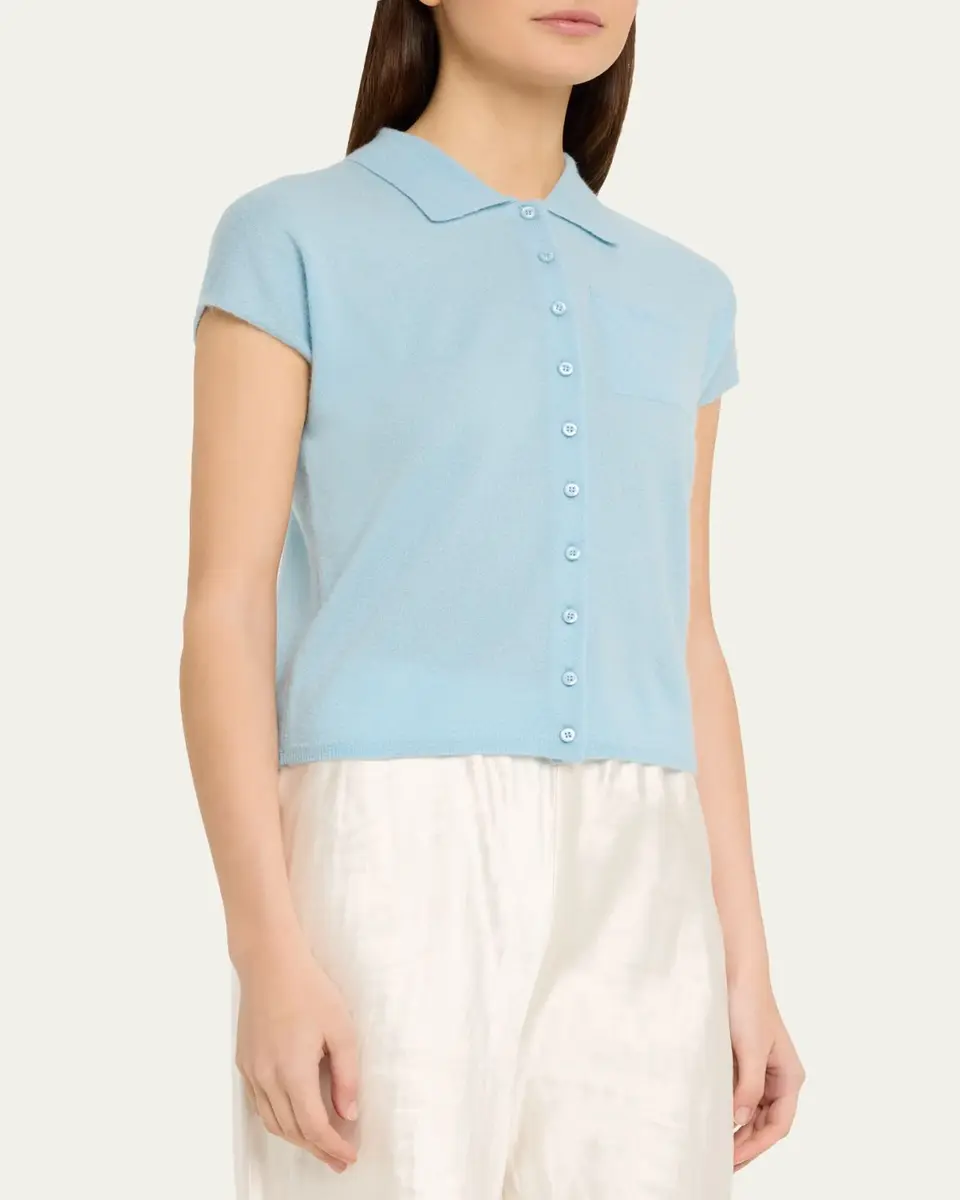 Vince Short-Sleeve Cashmere-Blend Polo Sweater | Thumbnail 8
